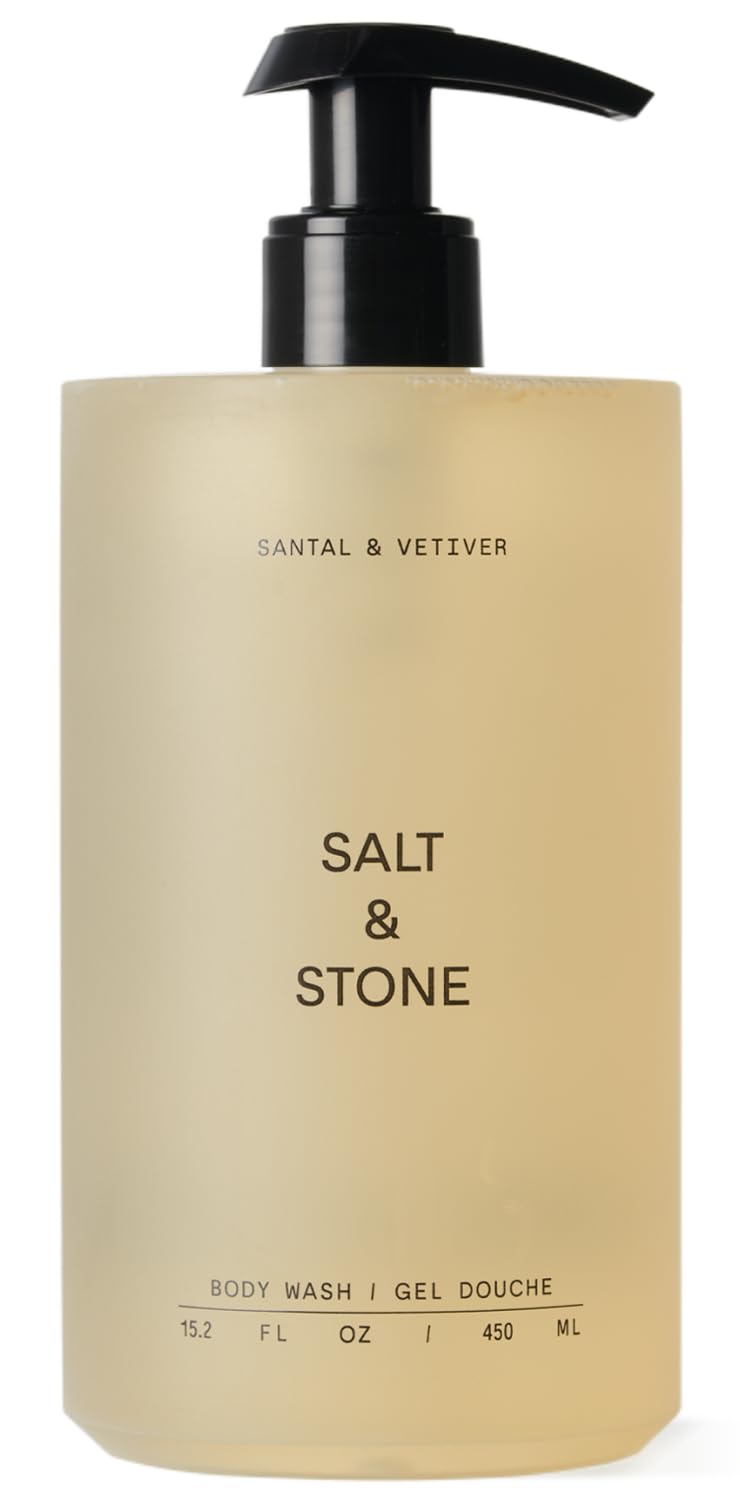 Salt & Stone Antioxidant-Rich Body Wash – Santal & Vetiver | Cleanse, Nourish & Soften Skin with Niacinamide & Hyaluronic Acid | Free From Parabens, Sulfates & Phthalates (15.2 fl oz)